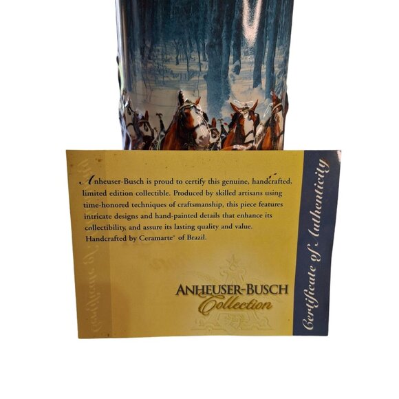 2007 Budweiser Winters Calm Clydesdale Beer Stein Ceramarte Brazil Box & COA - Picture 6 of 14